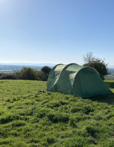 Tent in the Top Field with a view over the Vale